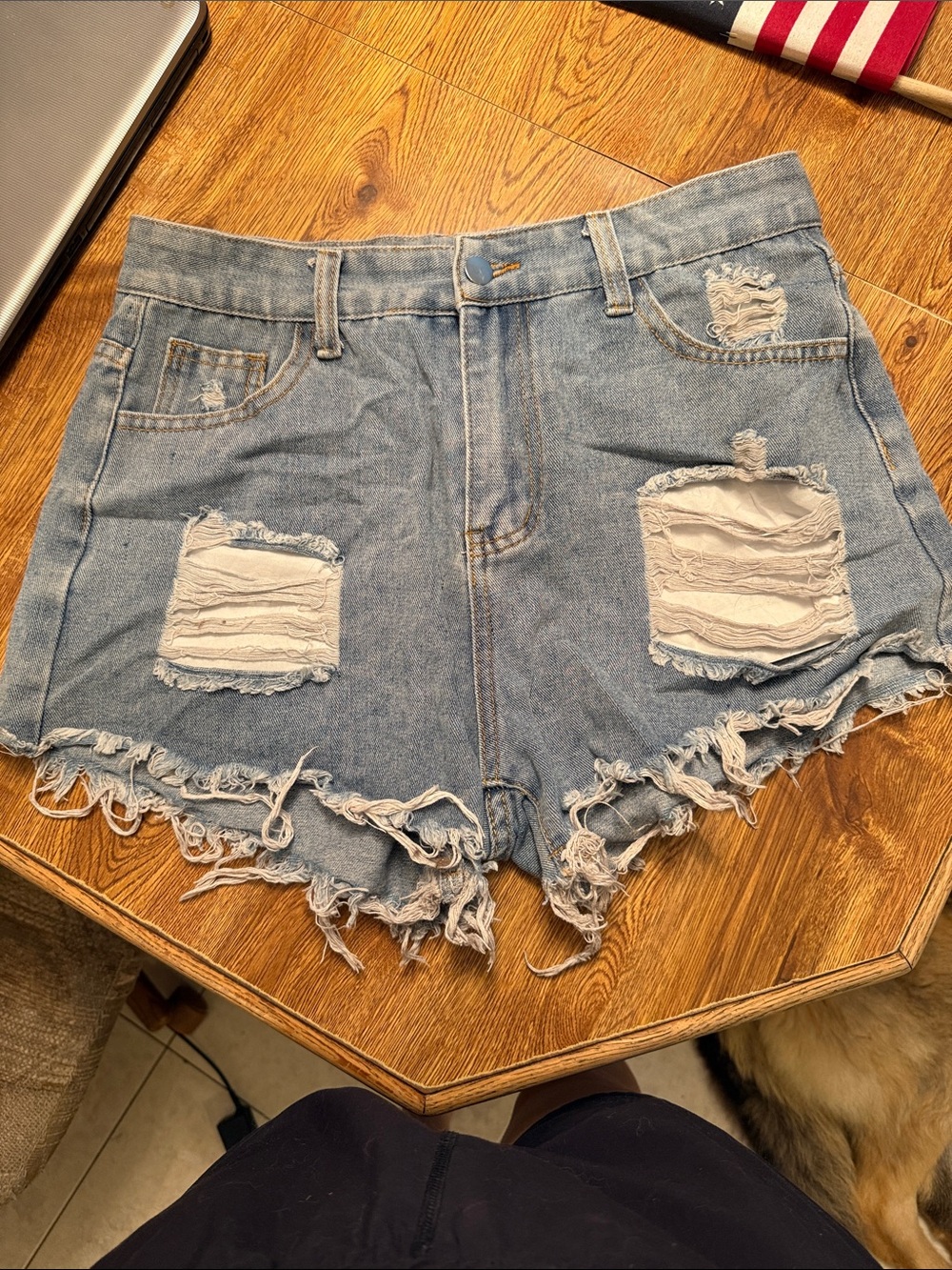 Distressed Light Blue Denim Women’s Shorts